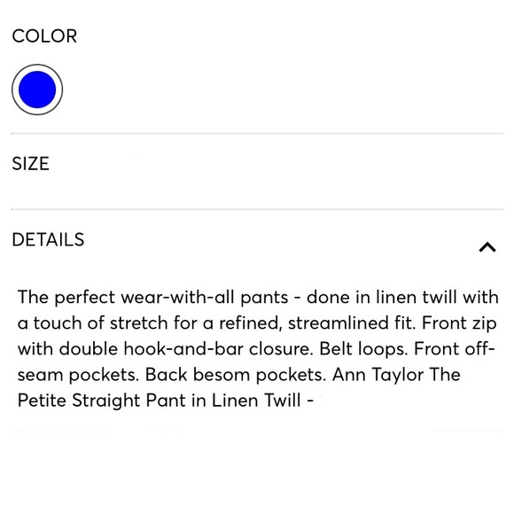 Ann Taylor Chambray Linen Straight Pants 0P - Picture 11 of 11